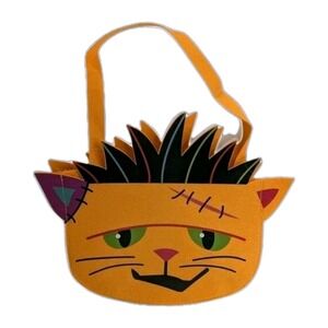 NWT Orange Frankenstein Cat Halloween Felt Tote Bag Trick or Treat‎ Kawaii